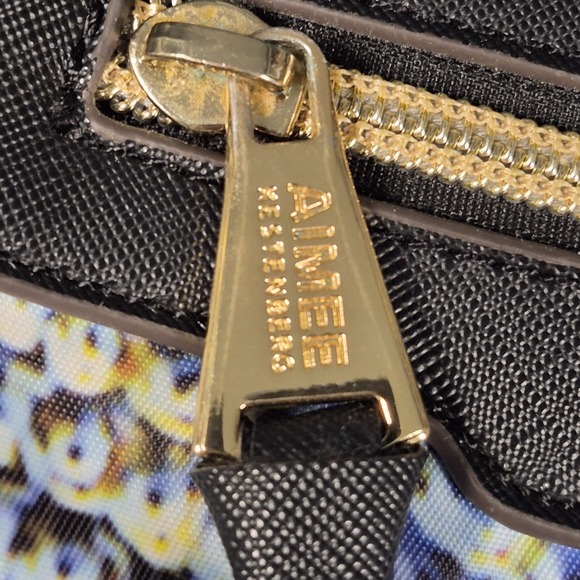 Aimee Kestenberg Snakeskin Print Nylon Tote Shoulder Bag Multipocket Zip Closure - Picture 2 of 13